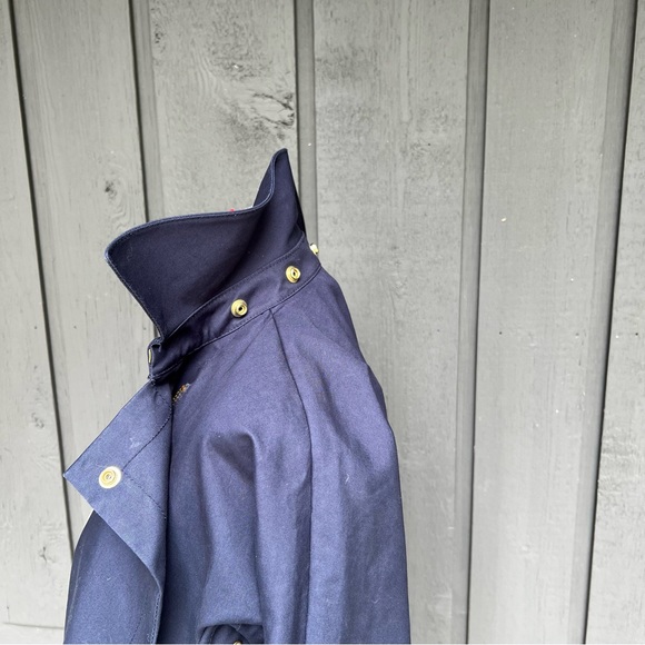 J Crew Belvedere Rain Coat Swing Trench Jacket Navy & Red Hooded - Picture 8 of 16